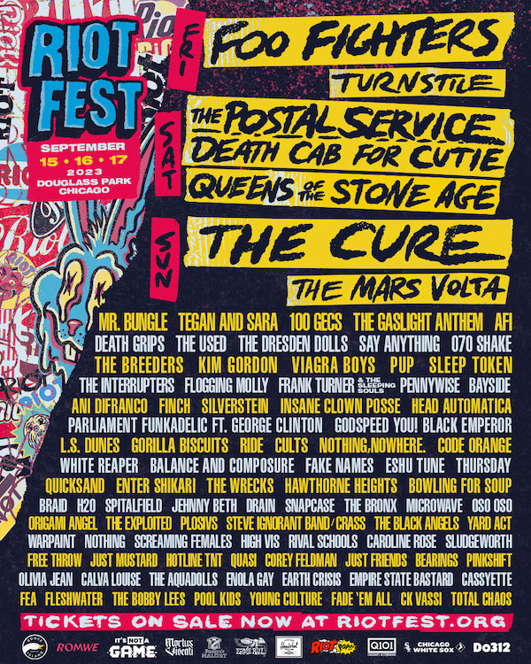 Riot Fest: Foo Fighters, The Postal Service & The Cure - 3 Day Pass at The Gaslight Anthem Tour